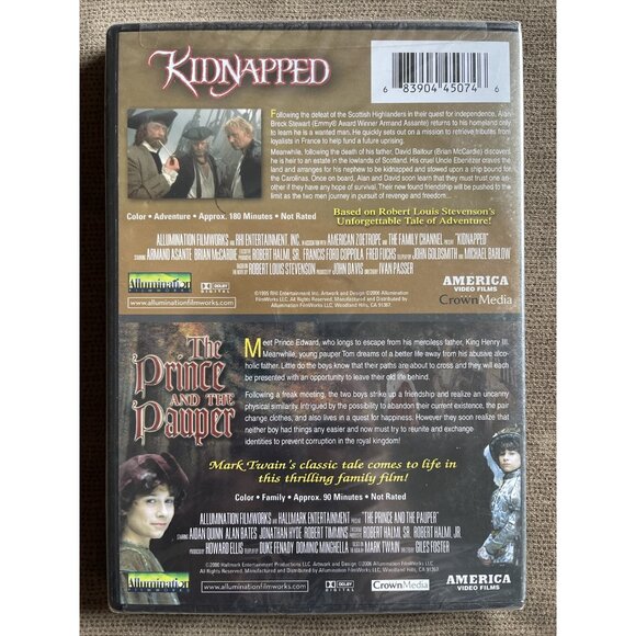 Kidnapped & The Prince And The Pauper Double Feature Movie Films DVD 2006 Family - Picture 2 of 3